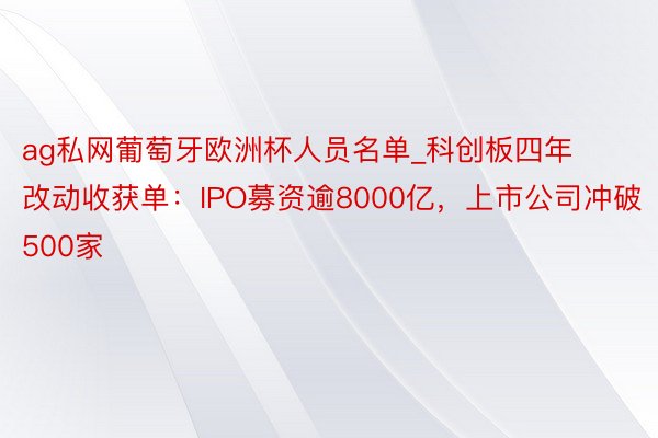 ag私网葡萄牙欧洲杯人员名单_科创板四年改动收获单：IPO募资逾8000亿，上市公司冲破500家