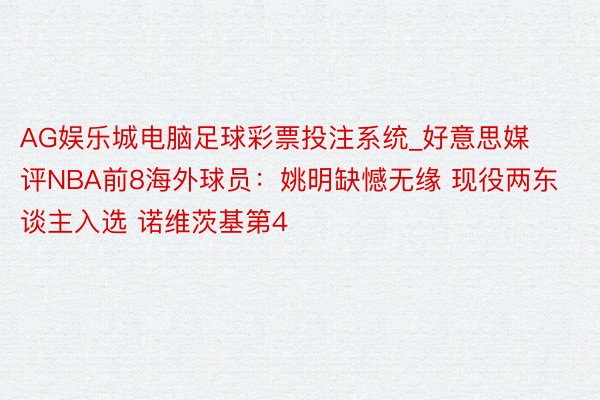 AG娱乐城电脑足球彩票投注系统_好意思媒评NBA前8海外球员：姚明缺憾无缘 现役两东谈主入选 诺维茨基第4