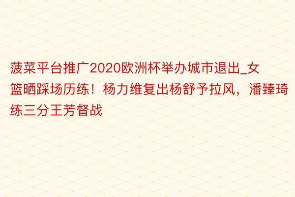 菠菜平台推广2020欧洲杯举办城市退出_女篮晒踩场历练！杨力维复出杨舒予拉风，潘臻琦练三分王芳督战